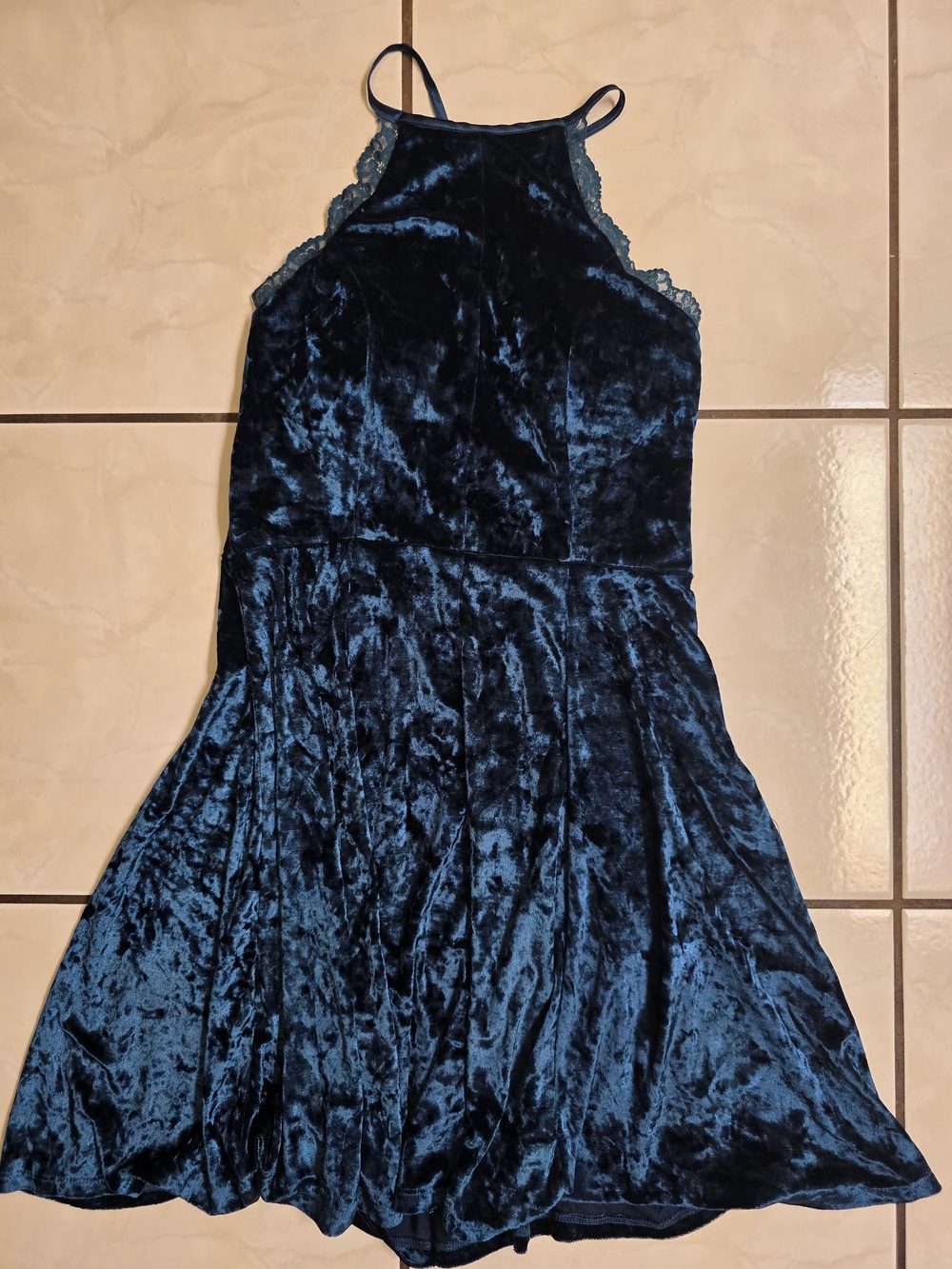 My Michelle Velvet-Look Lace Trim Midi Dress